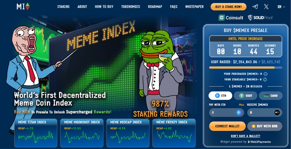 Pré-venda de $MEMEX já arrecadou mais de US$ 2,3 milhões e é uma das criptomoedas para investir em fevereiro