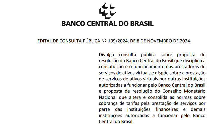 Trecho do edital das provedoras de ativos virtuais.