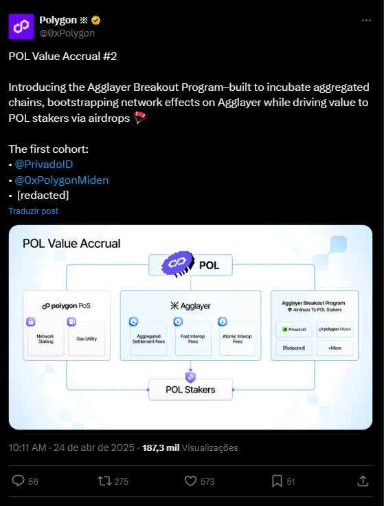 Polygon vai dar tokens via airdrop