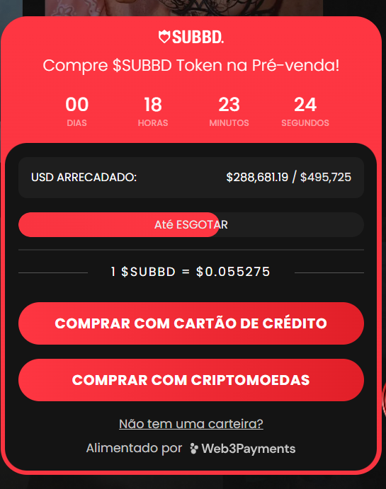 Pré-venda SUBBD Token (SUBBD)