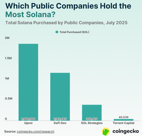 Empresas que detêm Solana - Fonte: CoinGecko