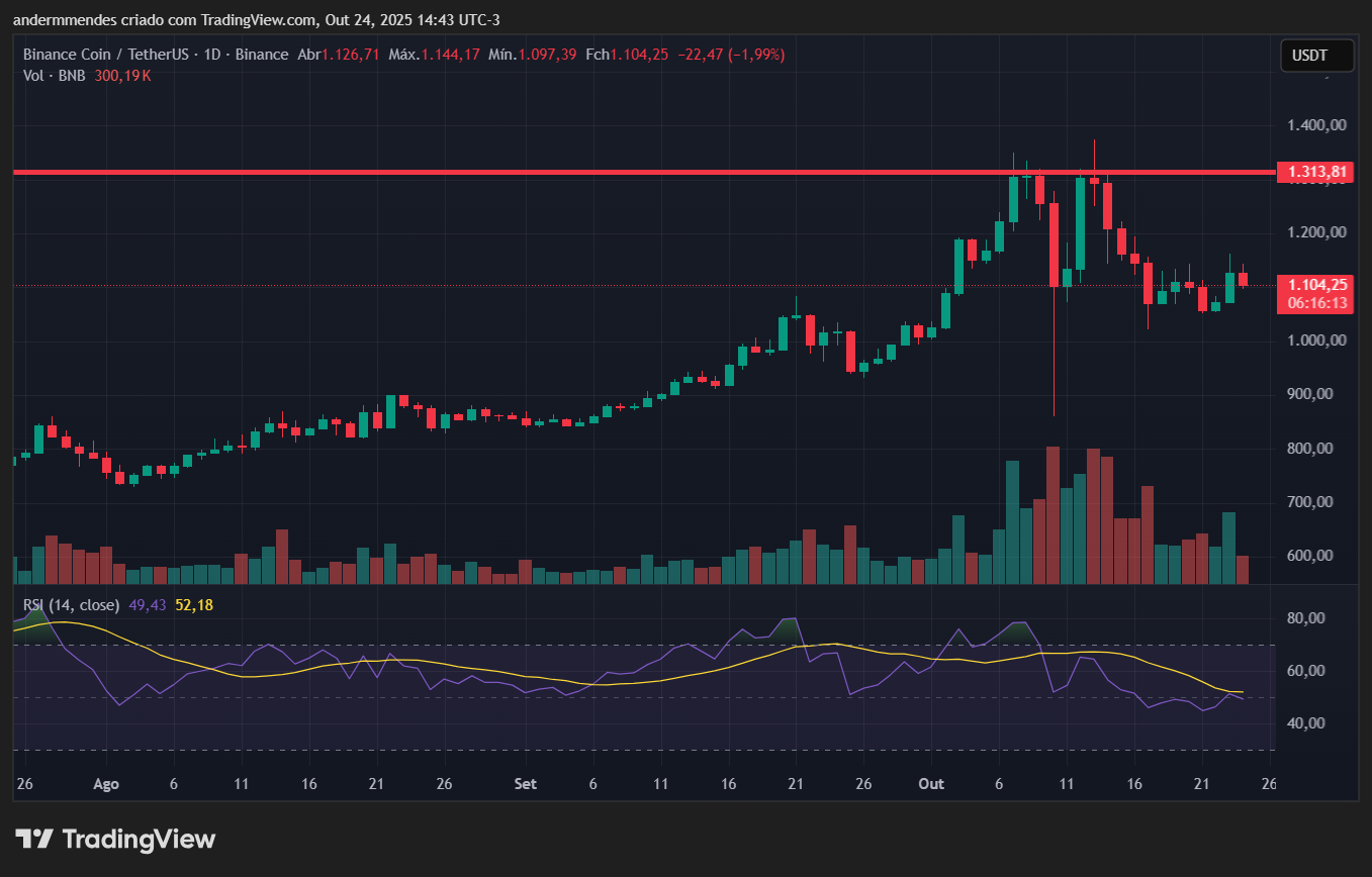 Gráfico do BNB no TradingView