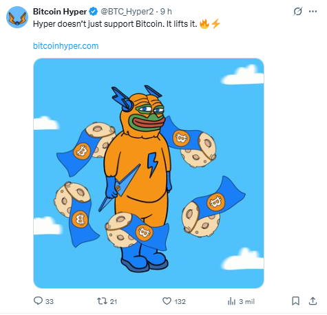 O Hyper não apenas apoia o Bitcoin. Ele o eleva. - Fonte: Bitcoin Hyper/X