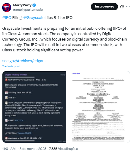 IPO da Grayscale 