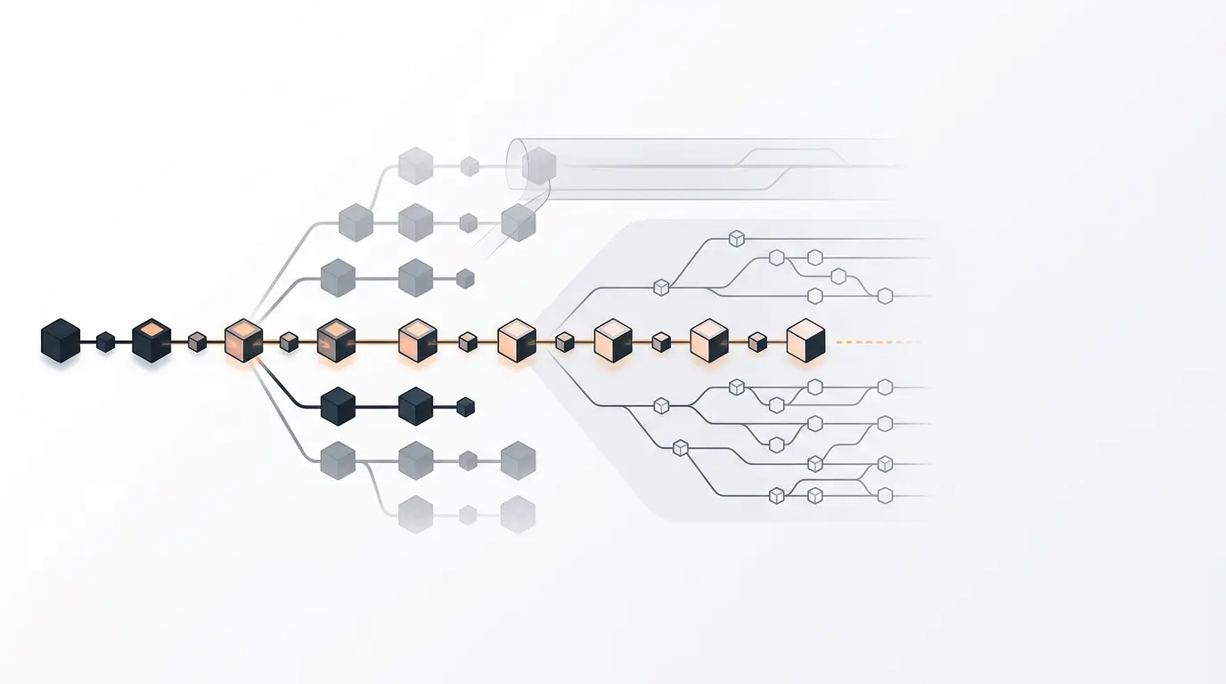 Abstract XRP Ledger network showing stable protocol rules and legacy code being removed