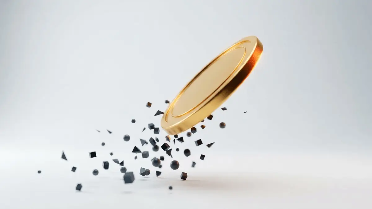 Token de criptomoeda dourado dispara enquanto peças escuras sugerem liquidações no mercado