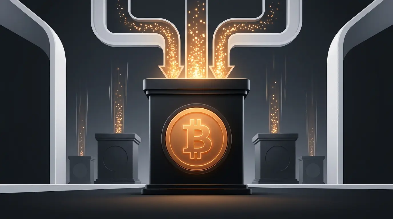 Bitcoin ETF inflows represented by a dominant institutional fund receiving renewed investment flows